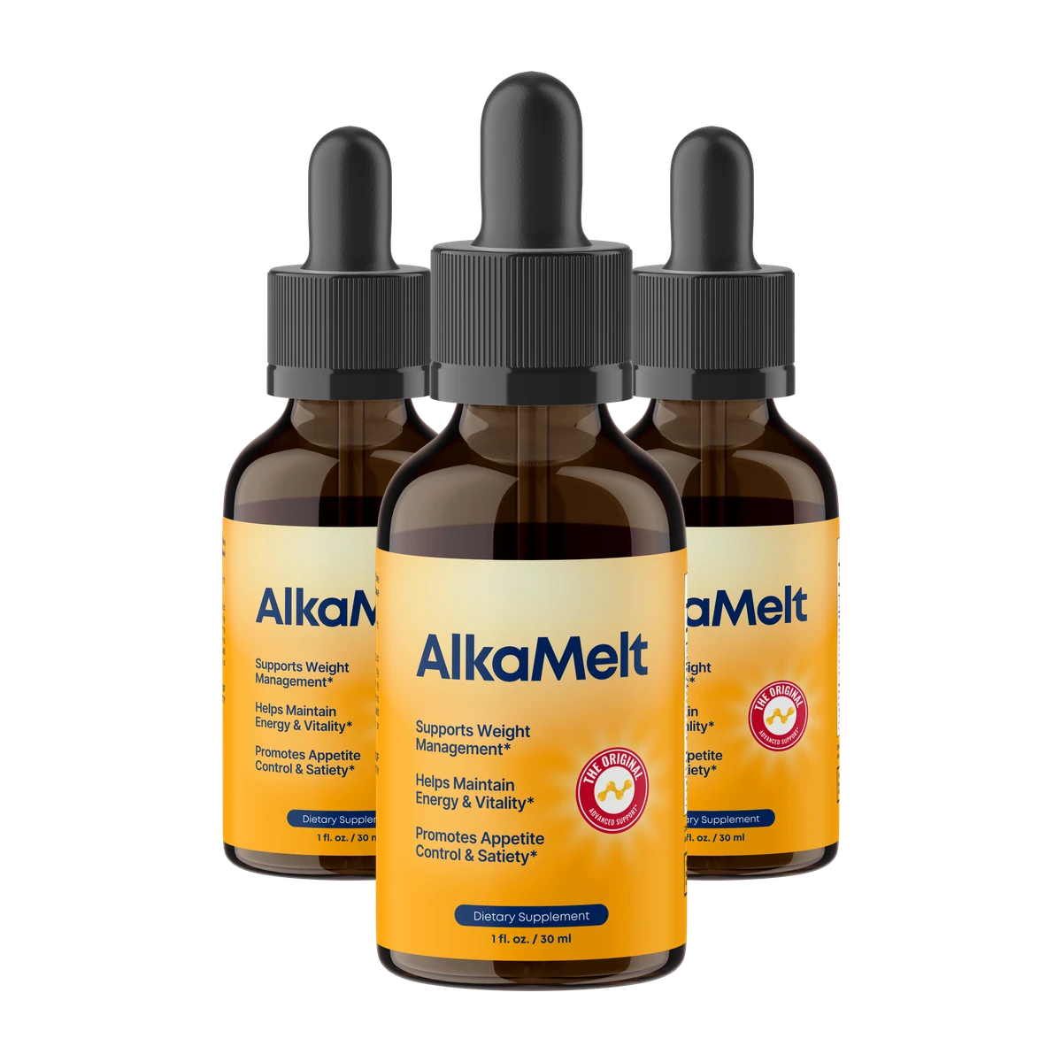 AlkaMelt natural weight management drops three-bottle package