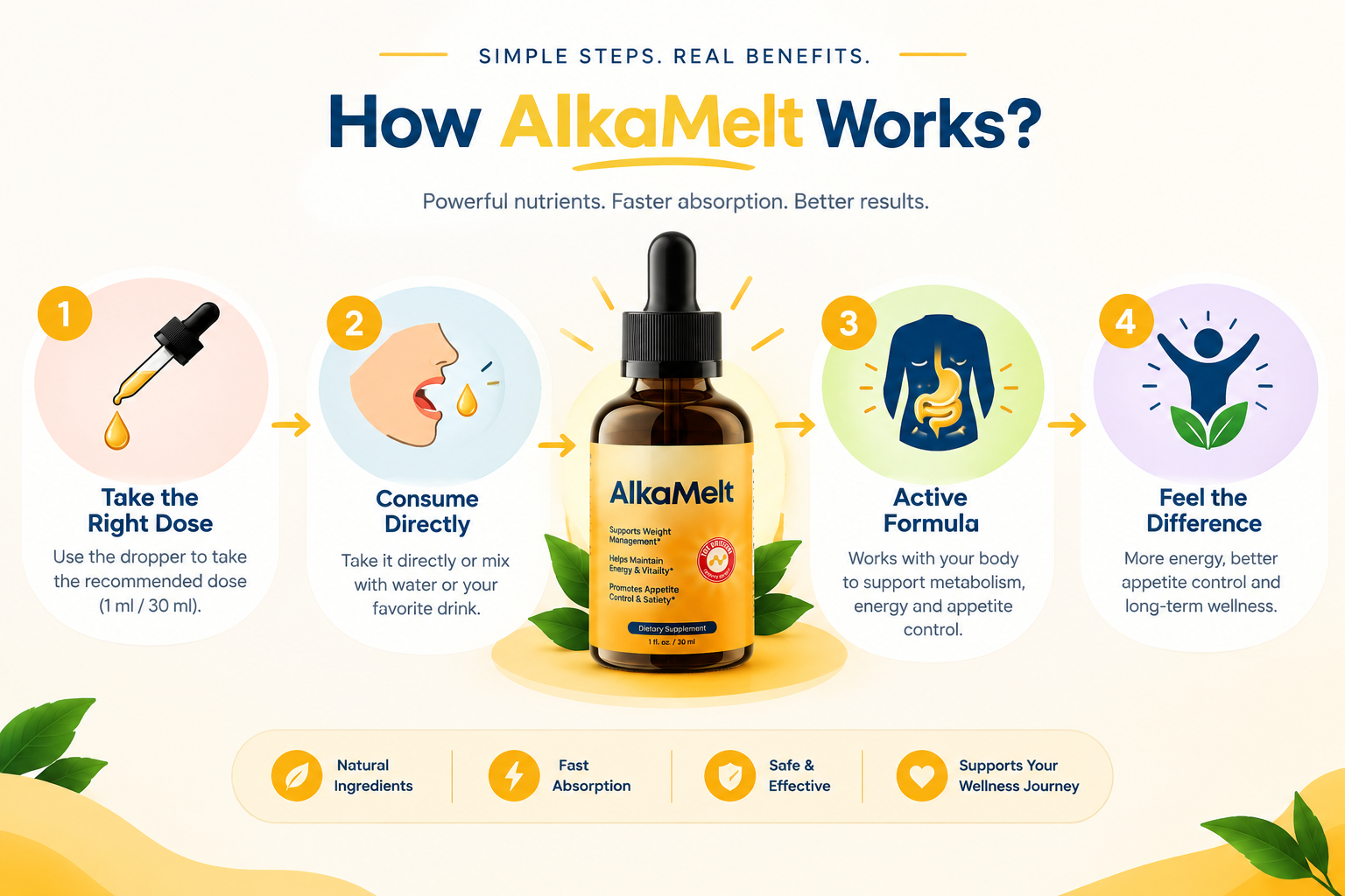 How AlkaMelt drops work: dose, absorb, active formula, feel the difference